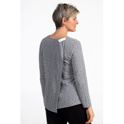 Pull croisé dos motifs viscose gris - vêtement spécialisé L'âge d'or - 2